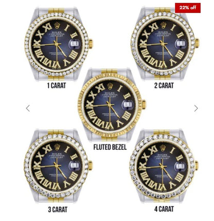 Gold &amp; Steel Rolex Datejust Watch 16233 for Men | 36Mm | Blue Black Roman Dial | Jubilee Band