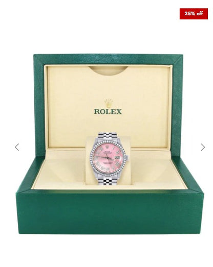 Diamond Mens Rolex Datejust Watch 16200 | 36Mm | Light Blue Roman Numeral Dial | Jubilee Band (Copy)