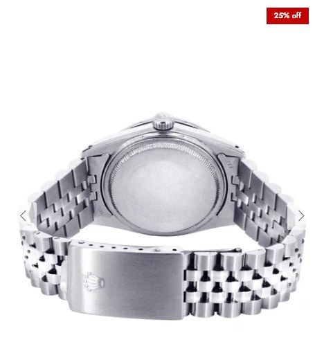 Diamond Mens Rolex Datejust Watch 16200 | 36Mm | Diamond Rolex Textured Roman Numeral Dial | Jubilee Band