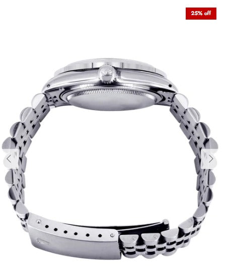 Diamond Mens Rolex Datejust Watch 16200 | 36Mm | Diamond Rolex Textured Roman Numeral Dial | Jubilee Band