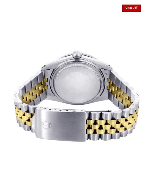 Diamond Rolex Datejust for Men 16233 Two Tone | 36MM | Green Diamond Mother Of Pearl Dial | Jubilee Band