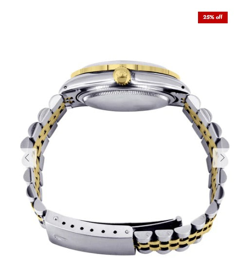 Diamond Rolex Datejust for Men 16233 Two Tone | 36MM | Green Diamond Mother Of Pearl Dial | Jubilee Band