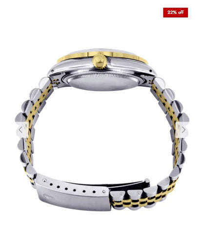 Gold &amp; Steel Rolex Datejust Watch 16233 for Men | 36Mm | Green Roman Dial | Jubilee Band