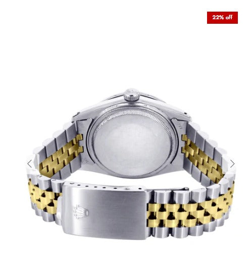 Gold &amp; Steel Rolex Datejust Watch 16233 for Men | 36Mm | Green Roman Dial | Jubilee Band