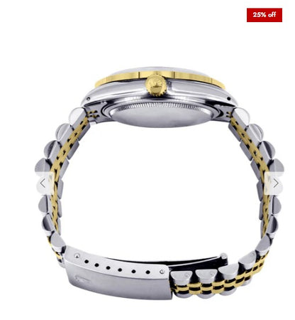 Gold & Steel Rolex Datejust Watch 16233 for Men | 36Mm | Black Roman Dial | Jubilee Band