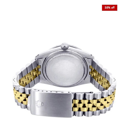 Gold & Steel Rolex Datejust Watch 16233 for Men | 36Mm | Black Roman Dial | Jubilee Band