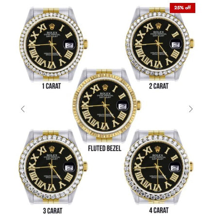 Gold & Steel Rolex Datejust Watch 16233 for Men | 36Mm | Black Roman Dial | Jubilee Band