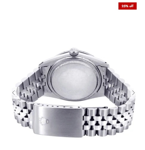 Diamond Mens Rolex Datejust Watch 16200 | 36Mm | Diamond Red Mother Of Pearl Roman Numeral Dial | Jubilee Band