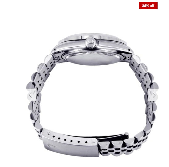 Diamond Mens Rolex Datejust Watch 16200 | 36Mm | Diamond Red Mother Of Pearl Roman Numeral Dial | Jubilee Band