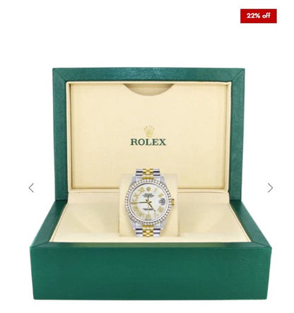Gold &amp; Steel Rolex Datejust Watch 16233 for Men | 36Mm | White Roman Dial | Jubilee Band
