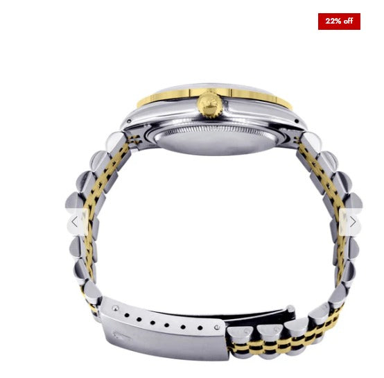 Gold &amp; Steel Rolex Datejust Watch 16233 for Men | 36Mm | White Roman Dial | Jubilee Band