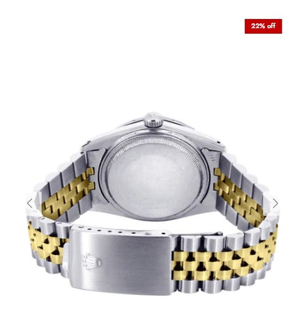 Gold &amp; Steel Rolex Datejust Watch 16233 for Men | 36Mm | White Roman Dial | Jubilee Band