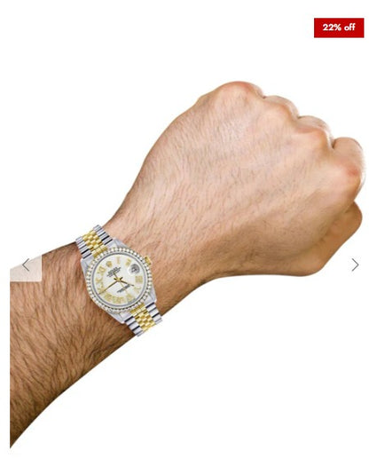 Gold &amp; Steel Rolex Datejust Watch 16233 for Men | 36Mm | White Roman Dial | Jubilee Band