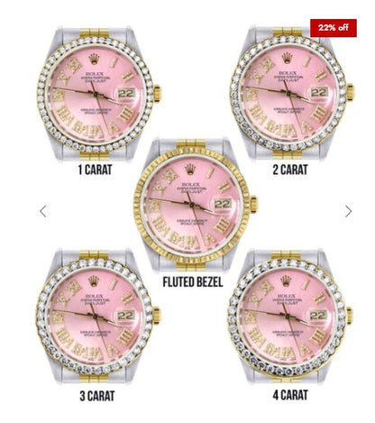 Gold &amp; Steel Rolex Datejust Watch 16233 for Men | 36Mm | Pink Roman Dial | Jubilee Band