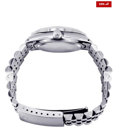 Diamond Mens Rolex Datejust Watch 16200 | 36Mm | White Roman Numeral Dial | Jubilee Band