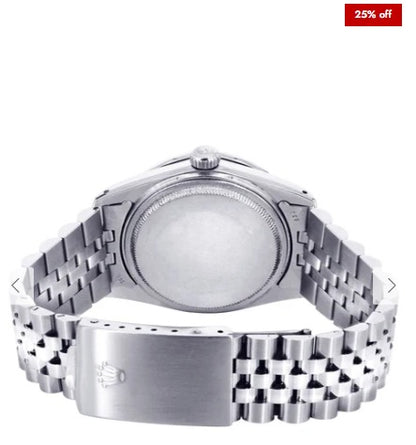 Diamond Mens Rolex Datejust Watch 16200 | 36Mm | White Roman Numeral Dial | Jubilee Band