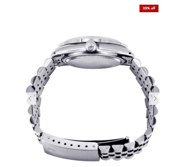 Diamond Mens Rolex Datejust Watch 16200 | 36Mm | Custom Dark Brown Roman Numeral Dial | Jubilee Band