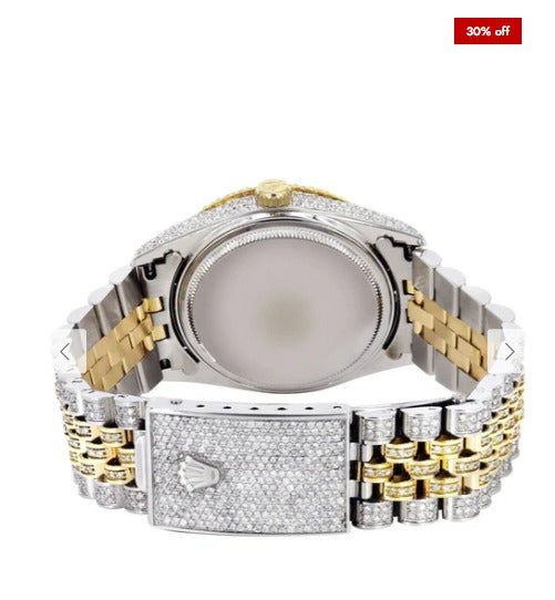 Iced Out Rolex Datejust 36 MM | Two Tone | 10 Carats of Diamonds | Pink Diamond Dial