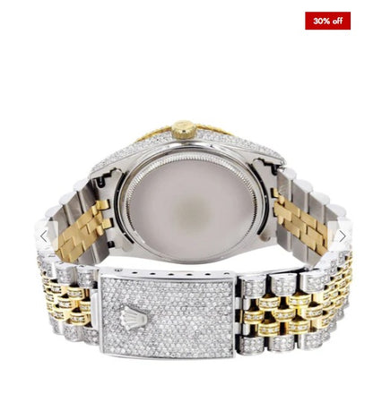 Iced Out Rolex Datejust 36 MM | Two Tone | 10 Carats of Diamonds | Pink Diamond Dial