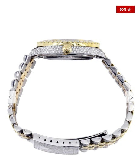 Iced Out Rolex Datejust 36 MM | Two Tone | 10 Carats of Diamonds | Pink Diamond Dial