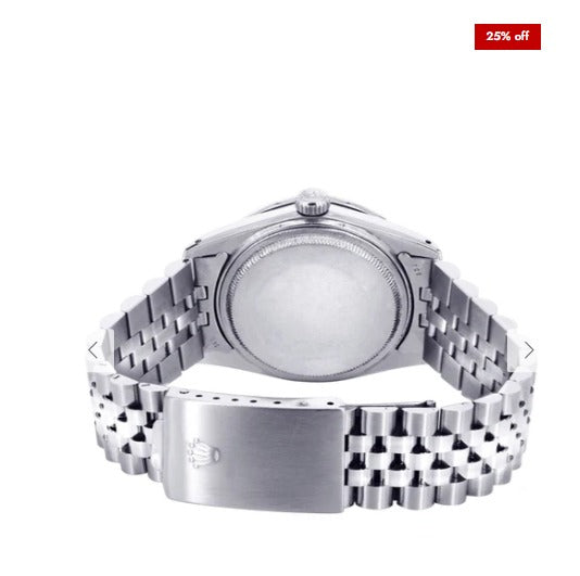 Diamond Mens Rolex Datejust Watch 16200 | 36Mm | Custom Green Roman Numeral Dial | Jubilee Band