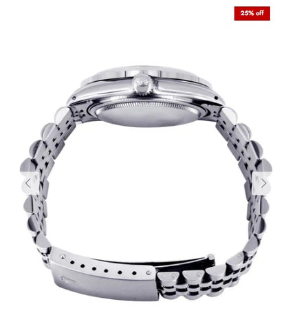 Diamond Mens Rolex Datejust Watch 16200 | 36Mm | Custom Green Roman Numeral Dial | Jubilee Band