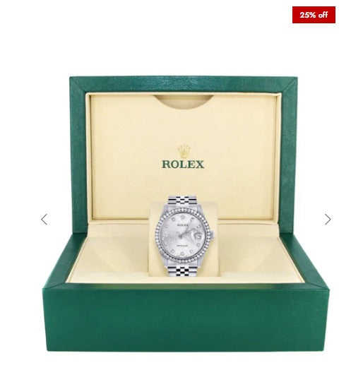 Diamond Mens Rolex Datejust Watch 16200 | 36 MM | Diamond Rolex Textured Jubilee Dial | Jubilee Band