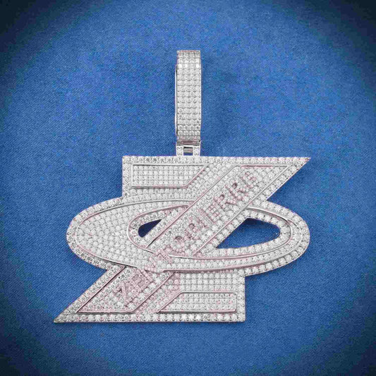 “Z” Custom Moissanite Pendant – Iced Out Diamond-Look Initial Necklace in Yellow Gold, Rose Gold, White Gold, or 925 Silver