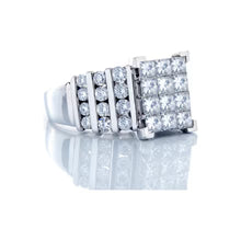 "2.00ctw Invisible Set Princess Cut Moissanite Ring with Three Row Channel Band – VVS D-Color 925 Sterling Silver Statement Jewelry for Women"