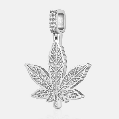 MW Lavish VVS Moissanite 925 Sterling Silver Cannabis Leaf Shape Pendant Hip Hop MW_P1028