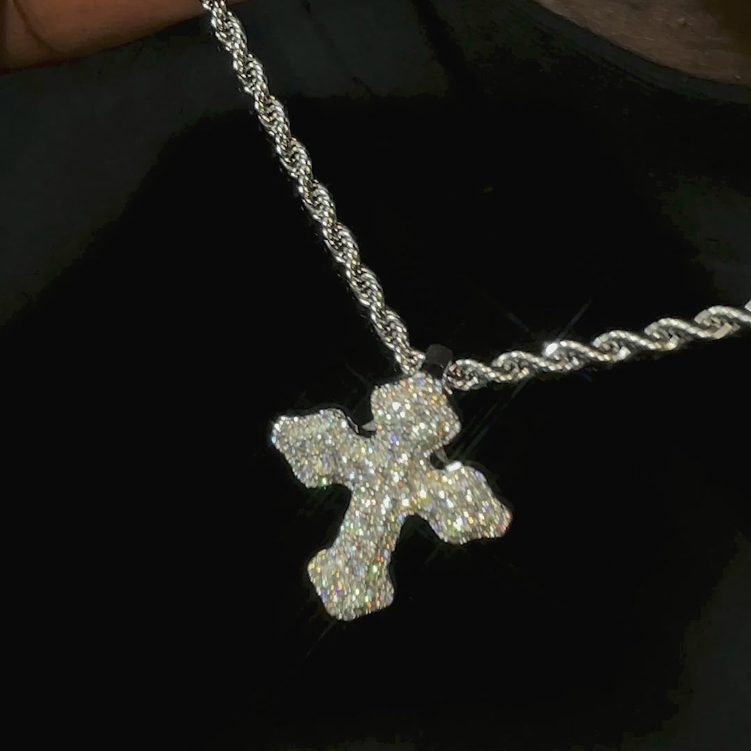 MW Luxury VVS Moissanite 925 Sterling Silver Iced Christian Cross Pendant Hip Hop MW_P1030