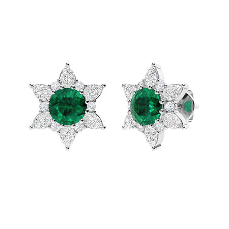 "Natural AAAA Emerald and Moissanite Halo Earrings for Women – Sparkling Diamond-Look Studs in 925 Sterling Silver or Gold Options"