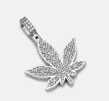 MW Lavish VVS Moissanite 925 Sterling Silver Cannabis Leaf Shape Pendant Hip Hop MW_P1028