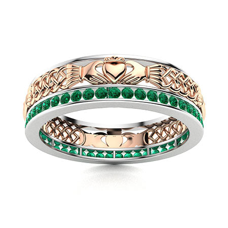 "Natural AAAA Emerald and Moissanite Wedding Ring for Women – Elegant Diamond-Look Band in 925 Silver, Yellow Gold, Rose Gold, or White Gold"