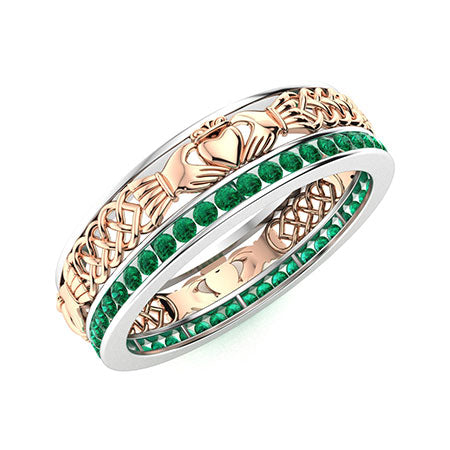 "Natural AAAA Emerald and Moissanite Wedding Ring for Women – Elegant Diamond-Look Band in 925 Silver, Yellow Gold, Rose Gold, or White Gold"