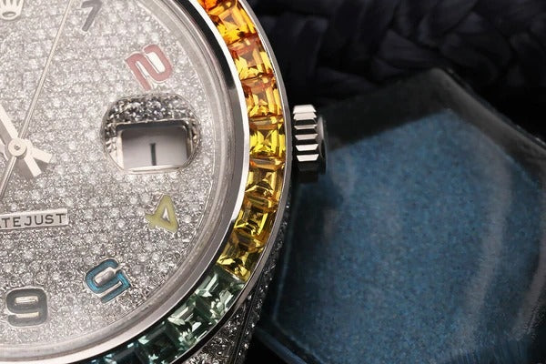 MW Fully Studded Watch Automatic Baguette Round  Dial Watch  Iced Out VVS Moissanite Stainless Steel  Diamond Hip Hop Bust Down Watch Movement Watch Fully Iced out Watch MW_R1045