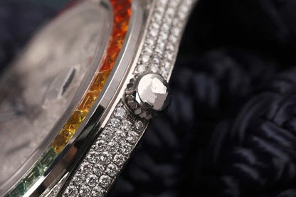 MW Fully Studded Watch Automatic Baguette Round  Dial Watch  Iced Out VVS Moissanite Stainless Steel  Diamond Hip Hop Bust Down Watch Movement Watch Fully Iced out Watch MW_R1045