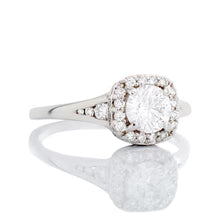 "0.85ctw Moissanite Cushion Halo Solitaire Ring – VVS D-Color 925 Sterling Silver Elegant Engagement Jewelry for Women"