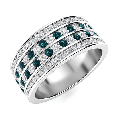 "Blue Diamond and Moissanite Wedding Ring for Women – Elegant 925 Sterling Silver or Gold Band with Diamond-Look Sparkle"