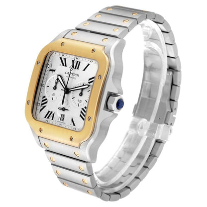 Ca Santos de Cartier Chronograph Extra-Large Model 43.3mm Silver Dial Men’s Luxury Watch – Swiss ETA Automatic Movement 1:1 Super Clone Replica