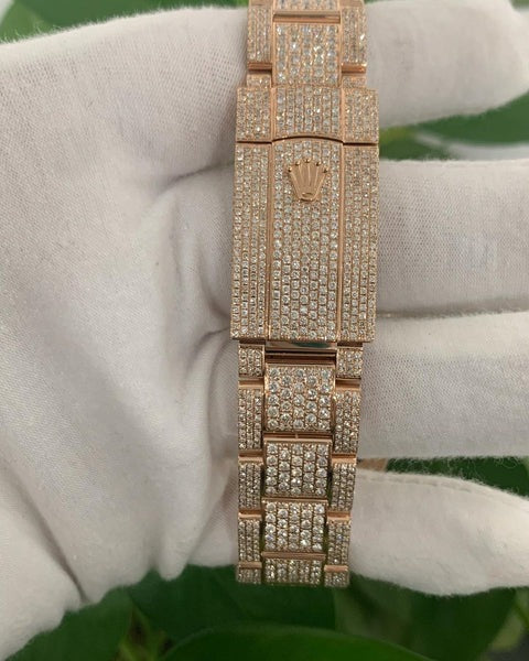 MW Premium Moissanite Gold Color Round   Iced Out Stainless Steel  Diamond Hip Hop Bust Down Watch  Studded Watch Automatic Movement Watch Fully Iced out Watch MW_R1031