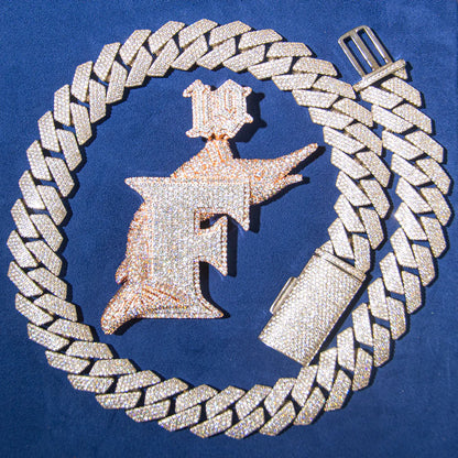 "F" Custom Moissanite Fish Pendant – Iced Out Diamond-Look Personalized Ocean-Inspired Necklace Jewelry