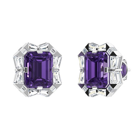 Pink Tourmaline and Moissanite Halo Earrings for Women – Radiant Diamond-Look Studs in 925 Sterling Silver, Yellow Gold, Rose Gold, or White Gold