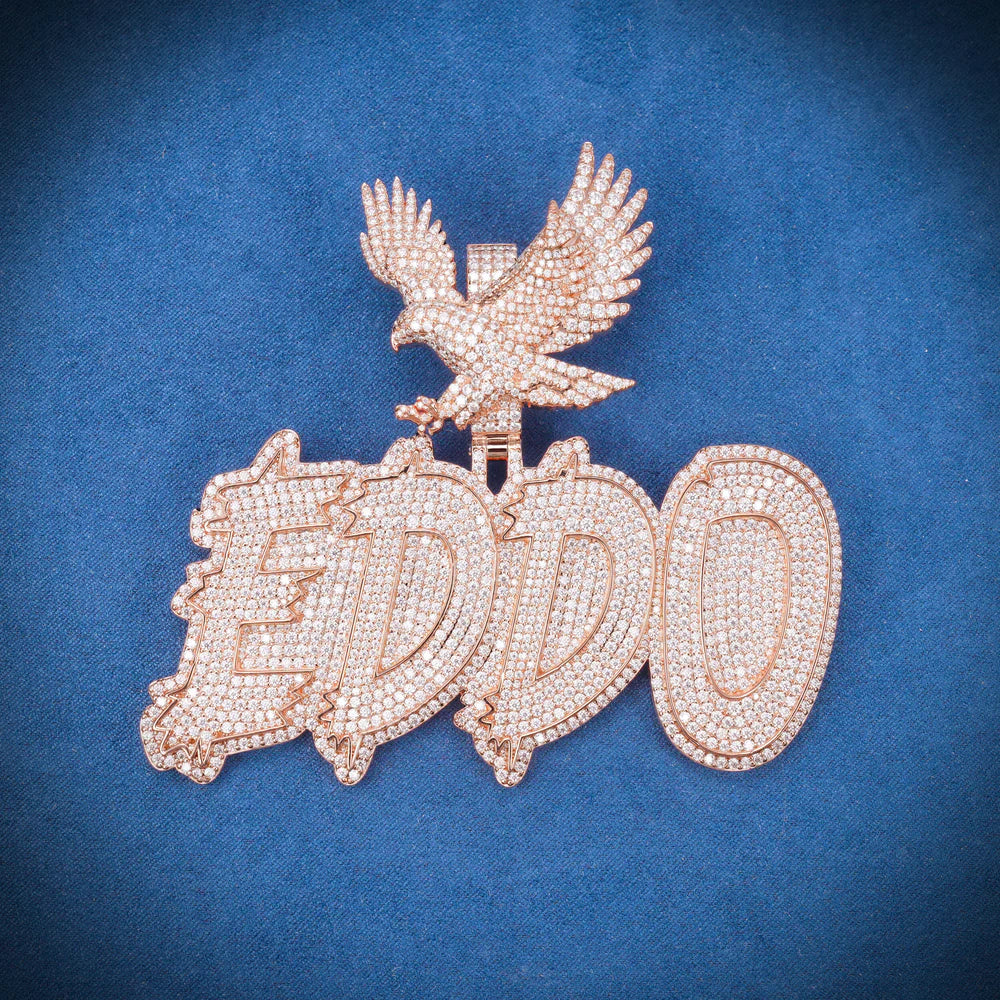 “EDDO” Custom Moissanite Pendant – Iced Out Diamond-Look Personalized Hip Hop Necklace for Men & Women