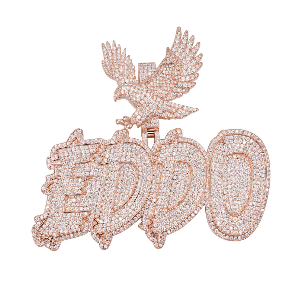 “EDDO” Custom Moissanite Pendant – Iced Out Diamond-Look Personalized Hip Hop Necklace for Men & Women