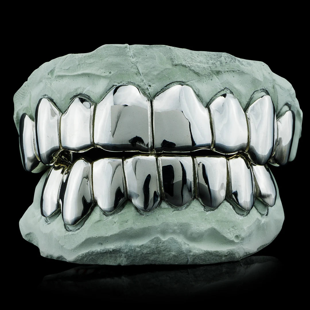 "Solid .925 Sterling Silver Deep Cut Moissanite Grillz for Women – Iced Out Diamond-Look Custom Teeth Jewelry"