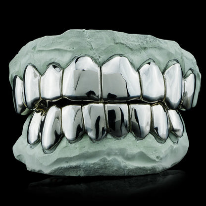 "Solid .925 Sterling Silver Deep Cut Moissanite Grillz for Women – Iced Out Diamond-Look Custom Teeth Jewelry"