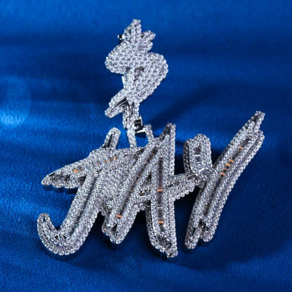 "JAY" Custom Moissanite Pendant – Iced Out Diamond-Look Personalized Hip Hop Necklace Jewelry