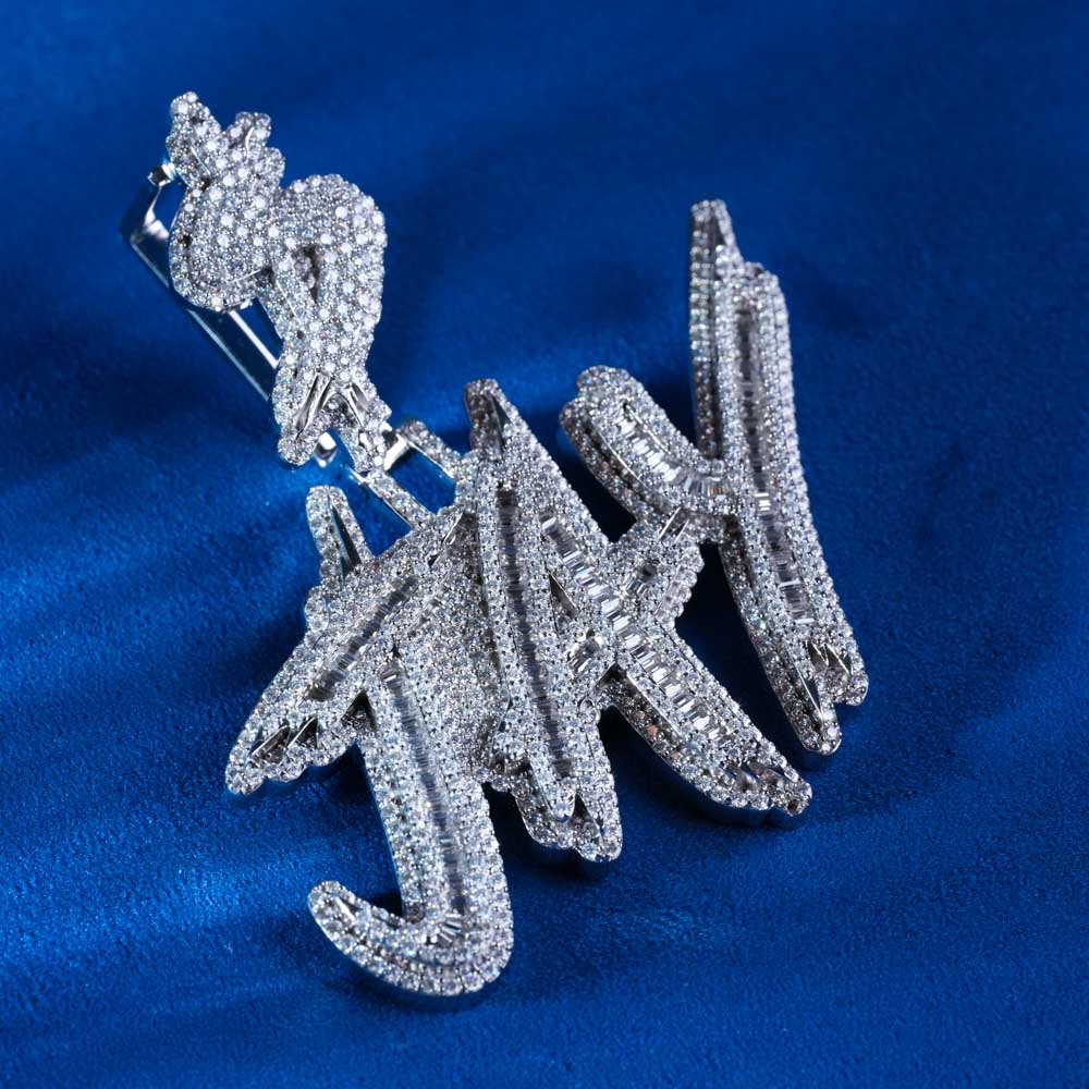 "JAY" Custom Moissanite Pendant – Iced Out Diamond-Look Personalized Hip Hop Necklace Jewelry