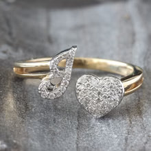 "0.20ctw Moissanite Initial 'J' & Heart Crossover Ring – VVS D-Color 925 Sterling Silver Personalized Statement Jewelry for Women"